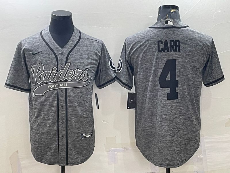 Men Oakland Raiders #4 Carr Grey hemp ash 2022 Nike Co branded NFL Jersey
